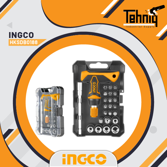 Ingco HKSDB0188 Obeng Kunci Pas T Set 24pcs Bits / Ingco T-Handle Wrench Screwdriver Set HKSDB0188