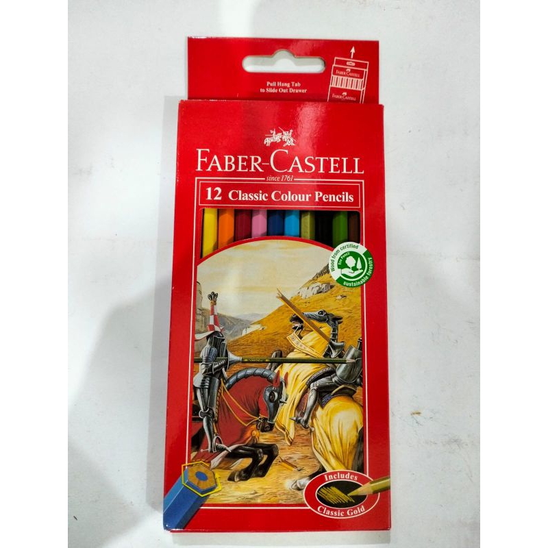 

Klir kayu 12 warna panjang merk faber Castell pensil kayu warna alat gambar