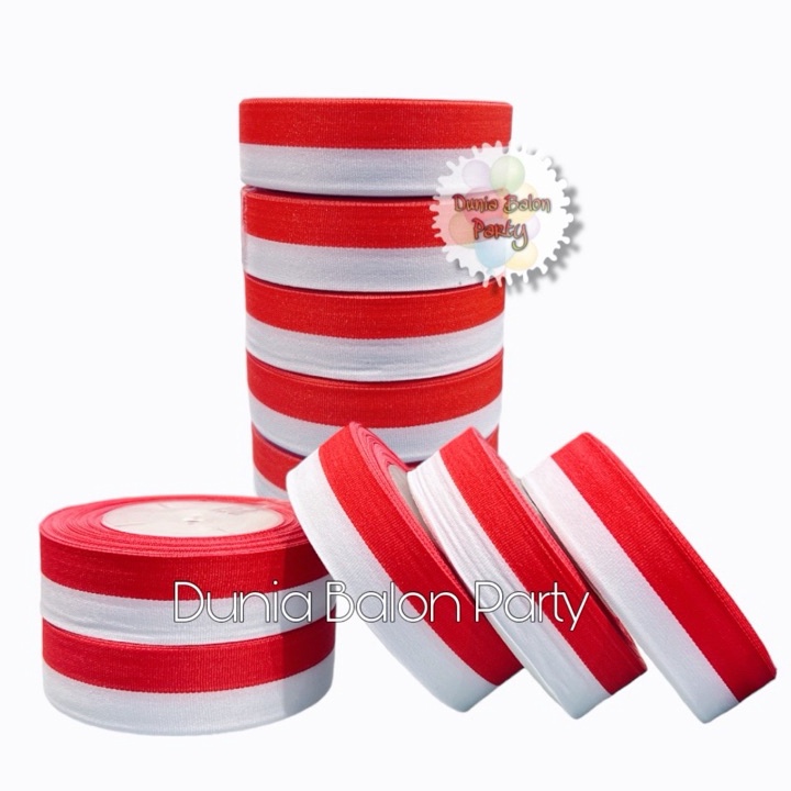 

FANTASTIS 1 ROLL Pita Satin Merah Putih 1 Inch Pita Merah Putih 25 Cm