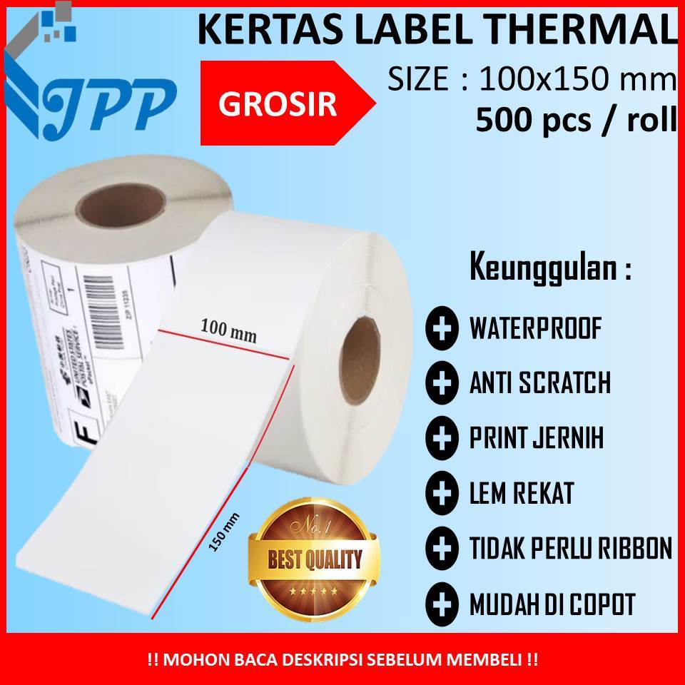 

KERTAS LABEL THERMAL 100X150 STIKER BARCODE LABEL RESI A6 500PCS TERMURAH BERKUALITAS