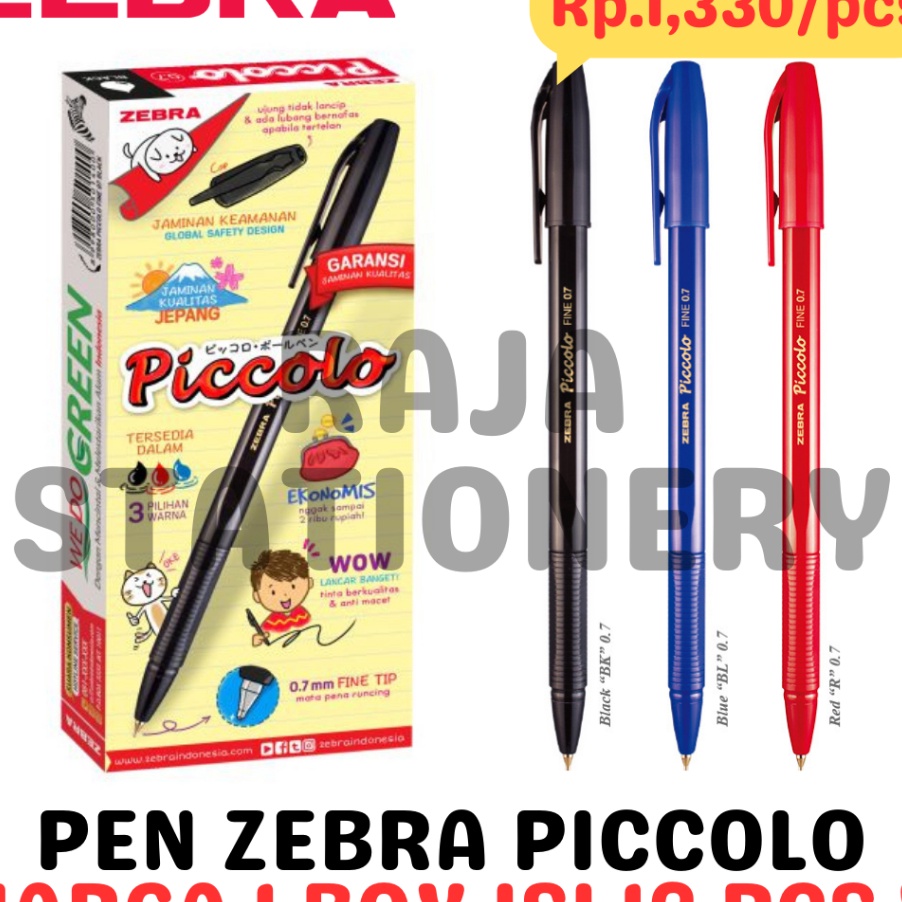 

LIMIT ZEBRA PICCOLO BALL PEN 7 BLACK BLUE RED PULPEN PEN PICCOLO ZEBRA HITAM BIRU MERAH 12PCS
