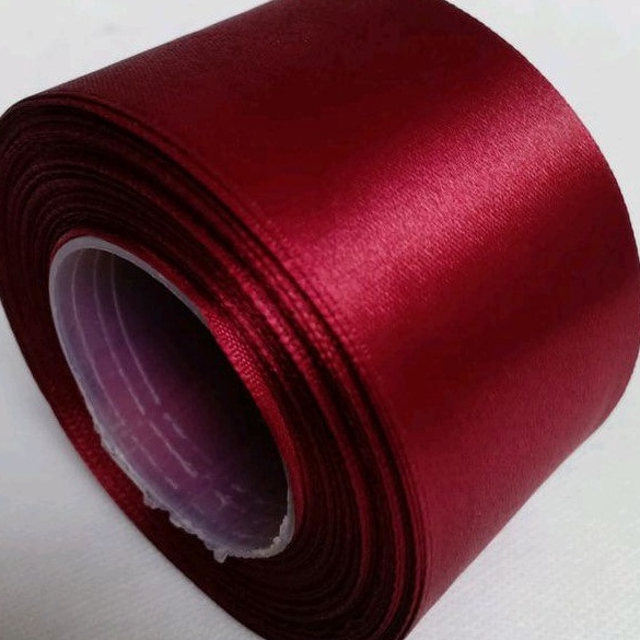 

PANAS Pita satin merah maron 2 inch 5 cm Per roll