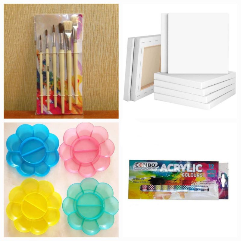 

Paket Kanvas Lukis 15cm x 15cm (Kanvas 15x15 + Kuas + palet + Cat akrilik)