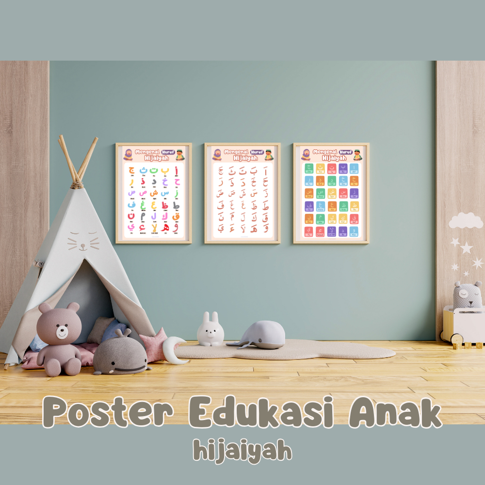 Poster Edukasi Anak - Poster Hijaiyah - Poster Anak PAUD Anak TK