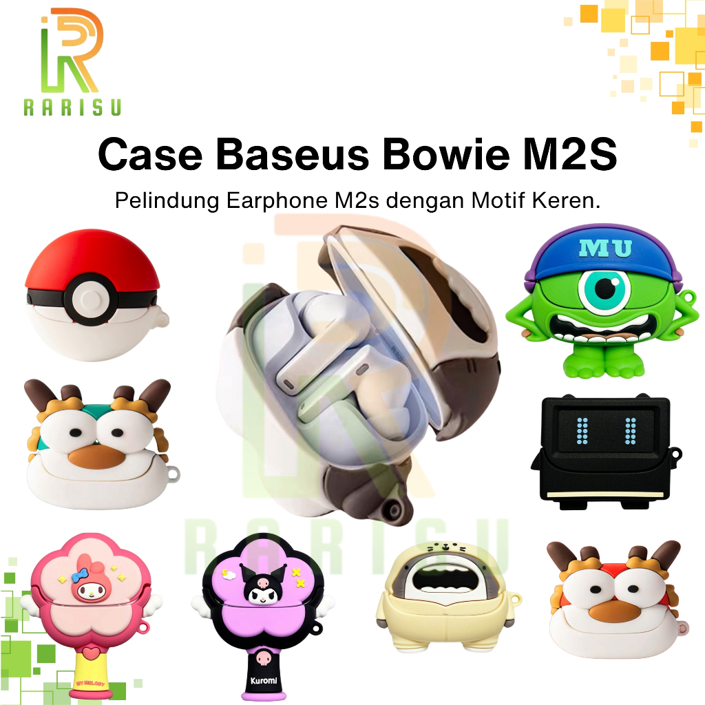 Case Baseus Bowie M2s 3D Kartun Lucu Casing Earphone TWS Pelindung Cover Rarisu