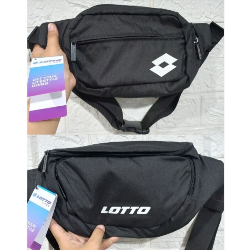 Tas Waistbag Lotto Original - Lotto Bisco Waistbag Black | Tas Lotto - Lotto Waist Bag
