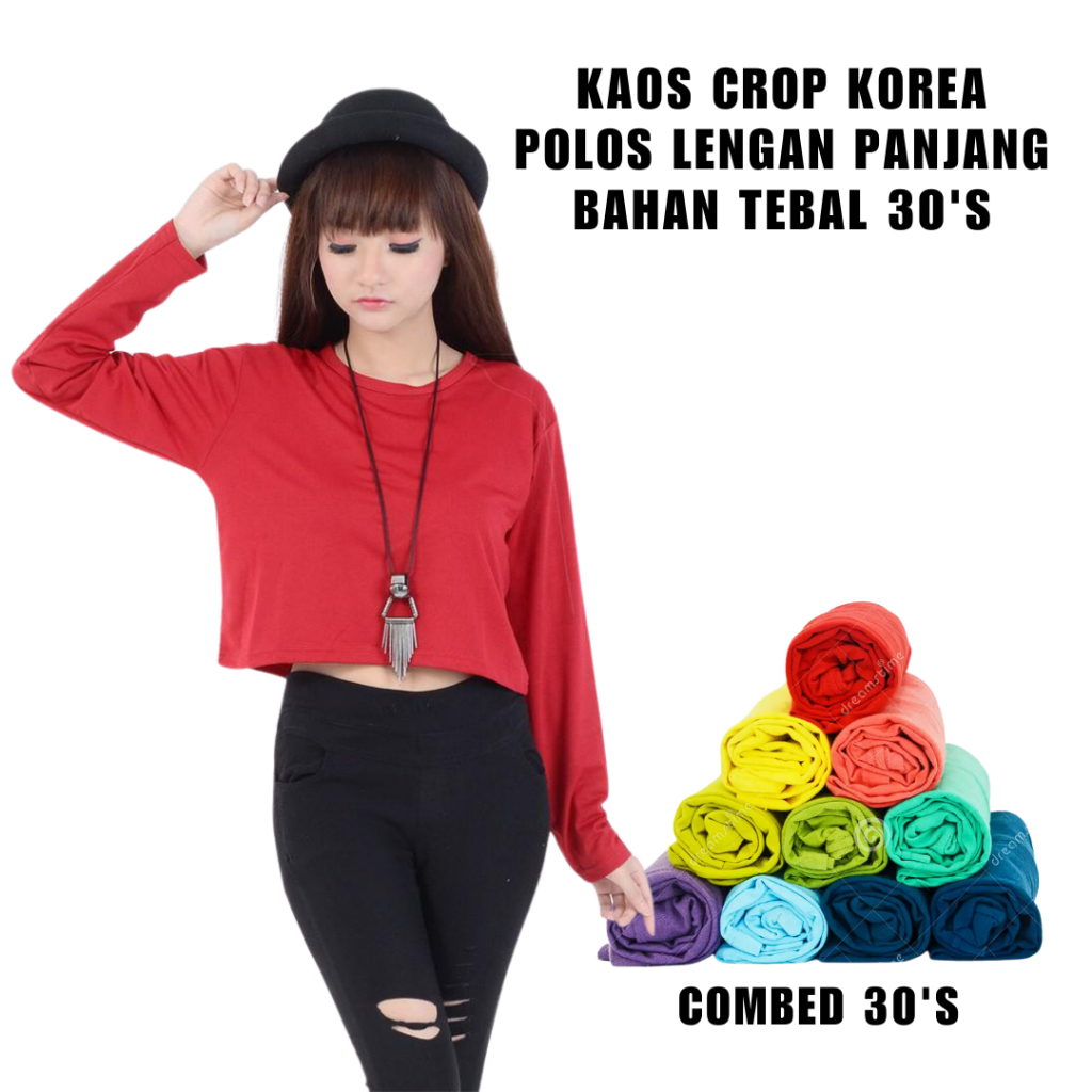 CROP TOP KAOS LENGAN PANJANG / CROP TEE COMBED 30S LENGAN PANJANG