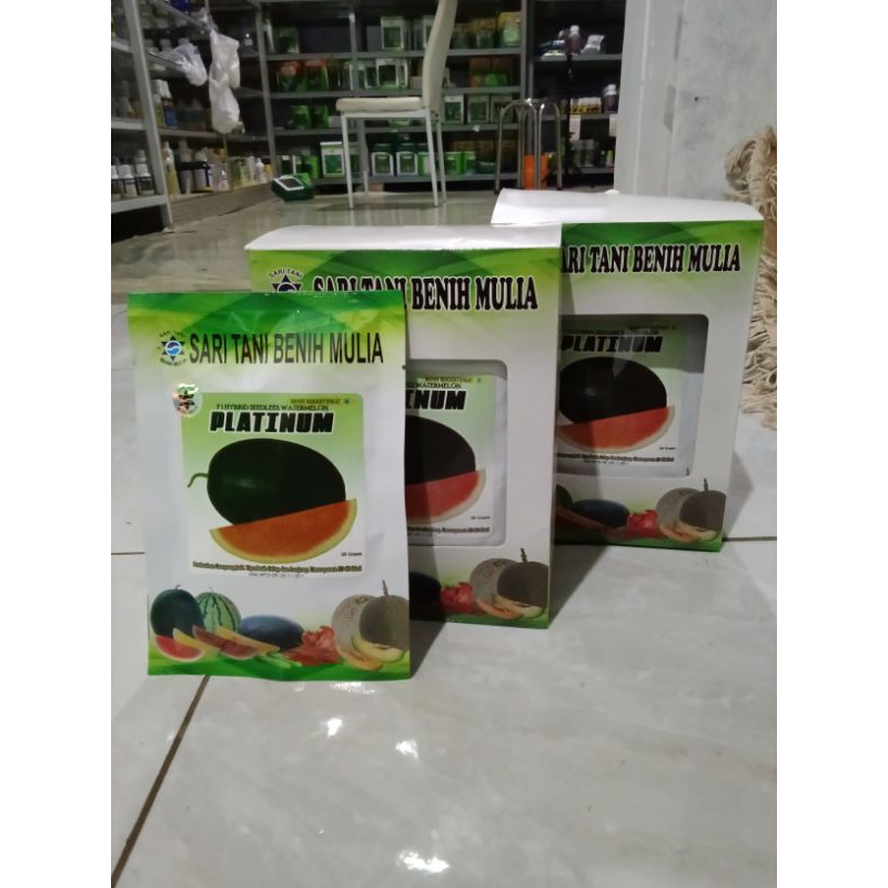 Benih Bibit Semangka Non biji Platinum F1 (Kulit Hijau Hijau Gelap) Seperti kwlitas kemasan lama isi