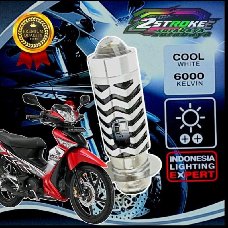 Lampu Depan Motor LED (LASER) Putih HONDA SUPRA X 125 H6/ T19 Ac/Dc 12Volt Pengganti Dop/Bohlam