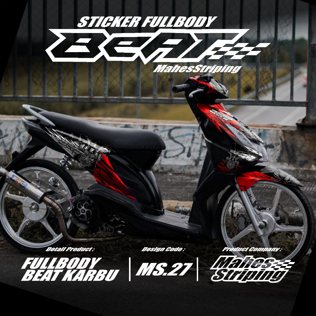Decal Stiker Full body Honda Beat Karbu 2008 2009 2010 2011 2012 Variasi Sticker Desain MS-27 Gambar