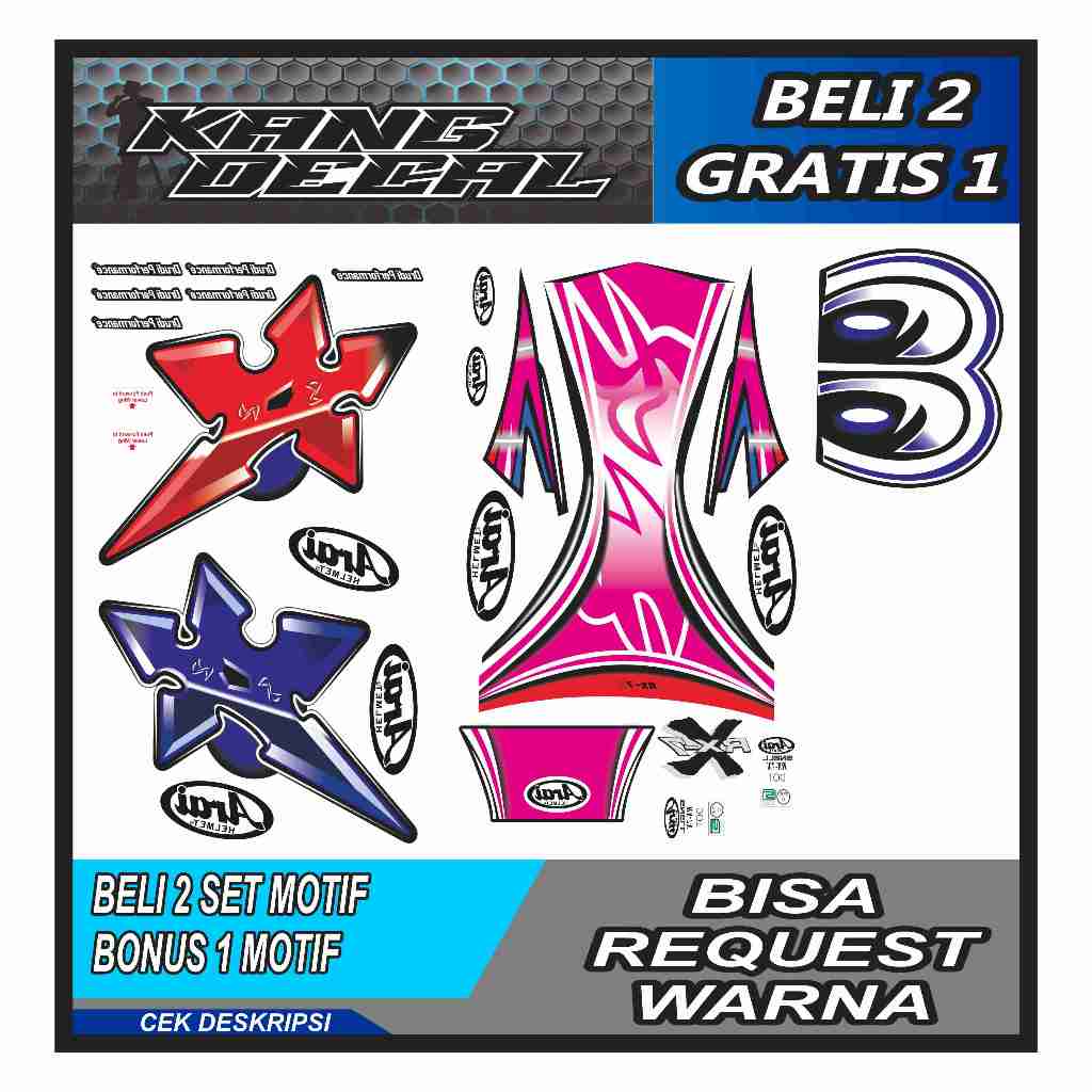 Water Decal/Stiker Decal Helm Motif Nakano Pink