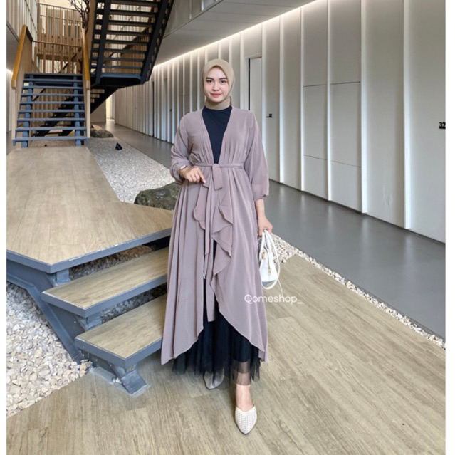 QOME - Outer Leora bahan ceruti premium/Long outer wanita