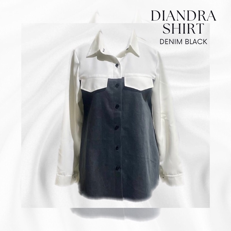 NAJM boutique Diandra Shirt - Blouse - Atasan- Lengan Panjang - Wanita - Kemeja - Denim - Hijabers C