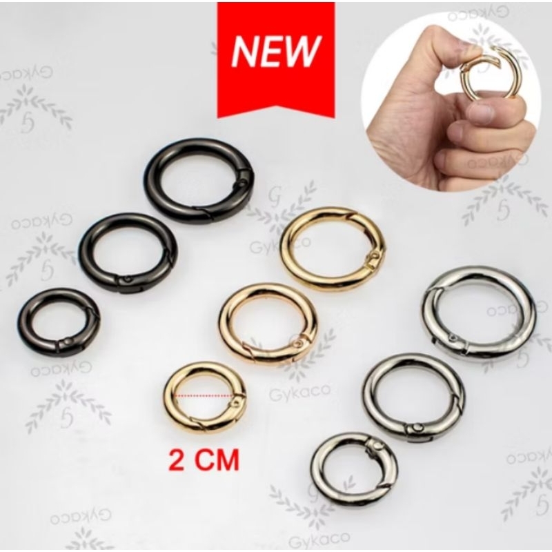 Aksesoris Tas Ring Bulat 2 cm Buka Tutup (A) / Ring 0- Aksesoris Tas (IMPORT)