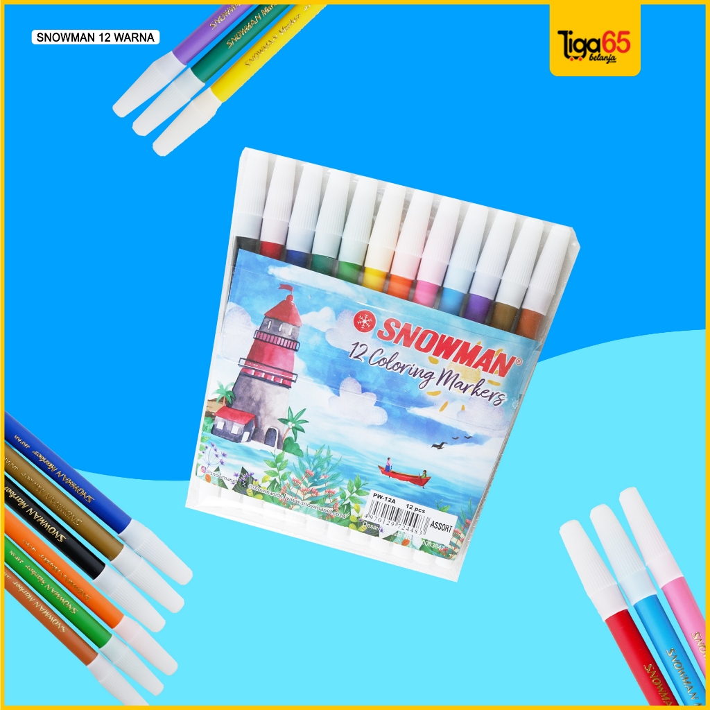 

365 Snowman Spidol 12 Warna / Spidol / Colouring Marker / Spidol Warna Warni (Spidol Snowman #41316)