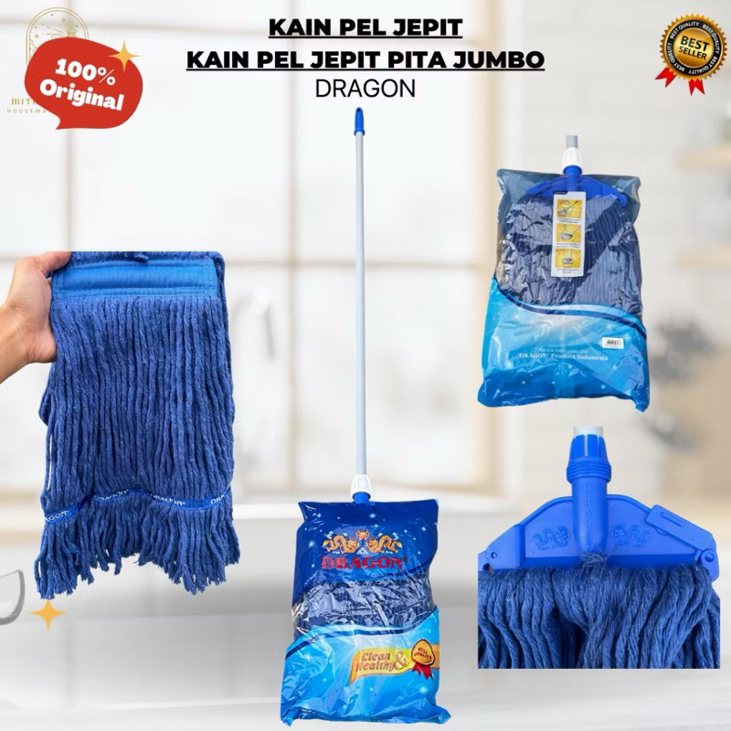 DRAGON Mop Pel Jepit Lantai Pita Jumbo Alat Pel Lantai Kain Katun