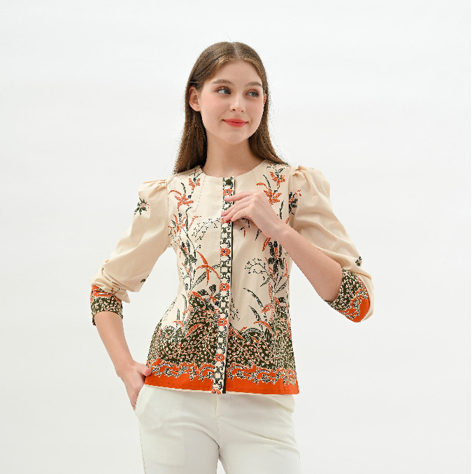 331 UAS/ Atasan Batik Wanita/ Blouse Batik Wanita Modern/ Seragam Batik