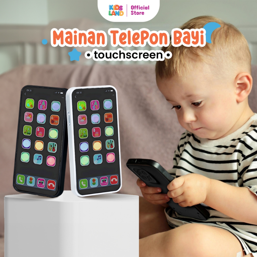 KIDSLAND Mainan Musik Telepon Handphone Telfon Anak Bayi Smartphone HP Laki Laki Perempuan Bunyi Lam
