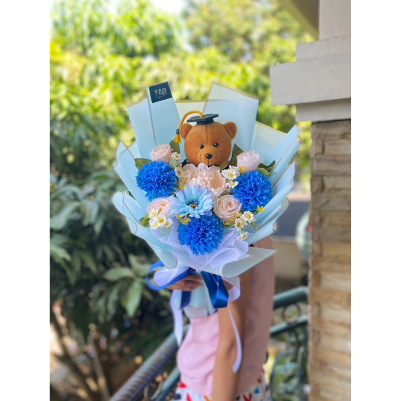 Graduation buket - Buket Wisuda - Buket bunga palsu - Buket boneka wisuda