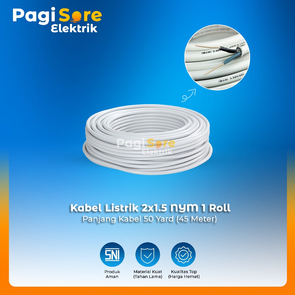 Kabel Listrik 2x1.5 NYM 1 Roll SNI