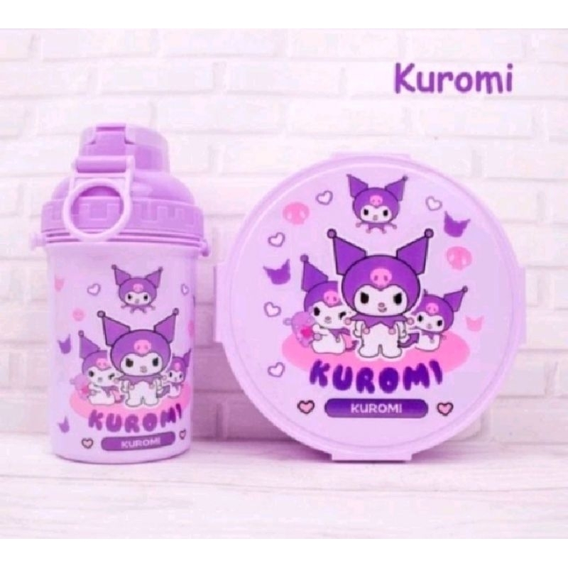 3121-2 Lunch box set botol minum/kotak makan set/tempat makan lucu karakter kuromi