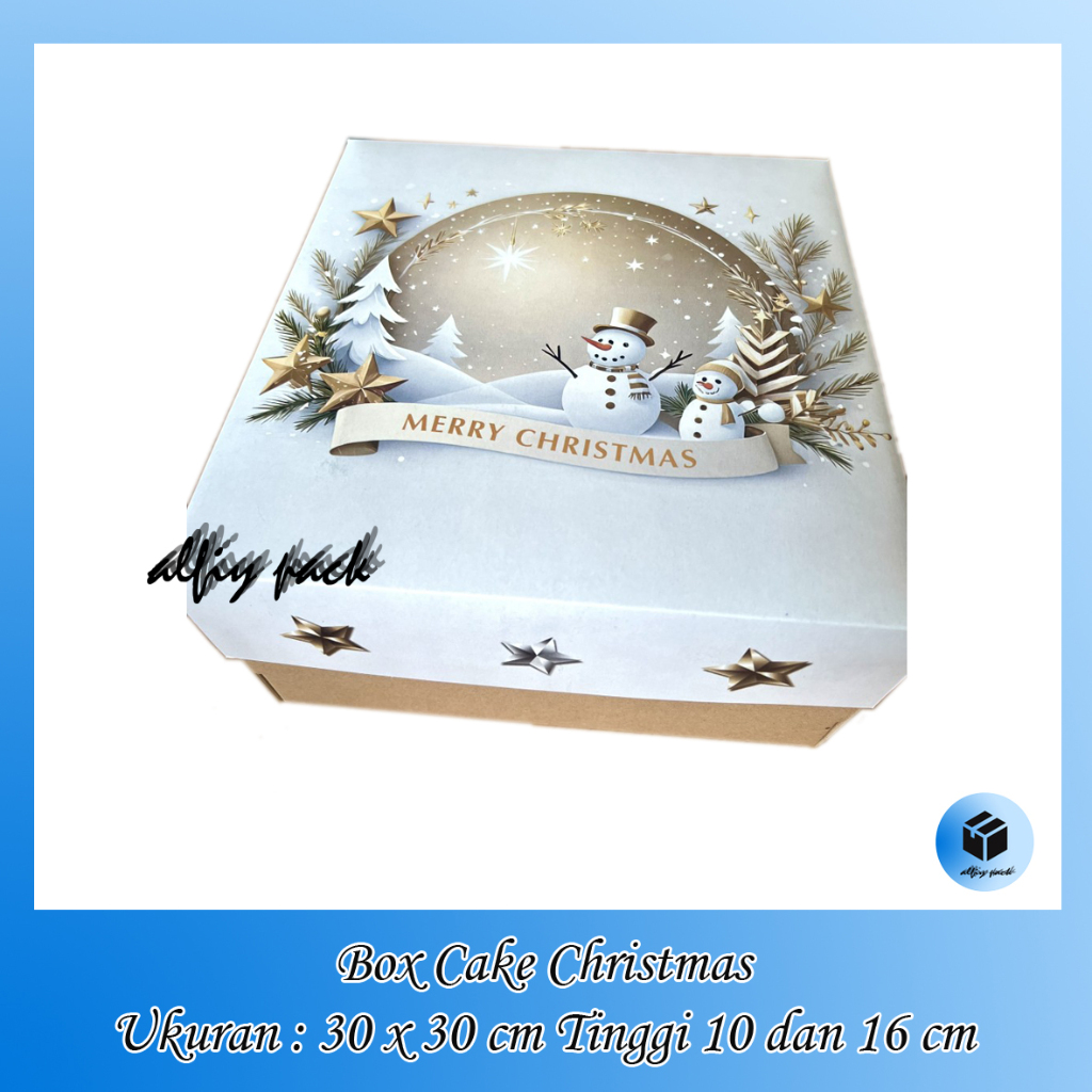 

1pack isi 5pcs BOX CAKE WHITE SNOW GLOBE CHRISTMAS 22X22 CM KOTAK KUE BOLU NATAL DUS PACKAGING HAMPERS