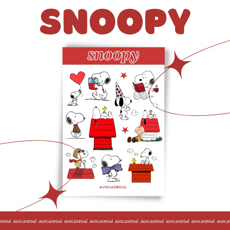 

sticker sheet snoopy red aesthetic ins korea untuk dekorasi scrapbook, deco pola, journaling, phonecase, headphone, stiker lucu