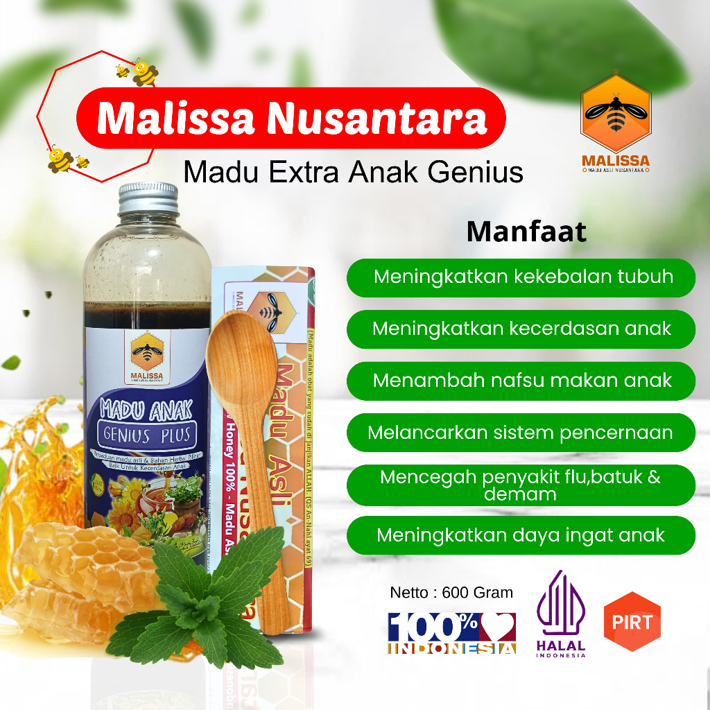 

Madu Multivitamin Anak Genius 600gr, Madu Mencerdaskan Anak, Madu Menggemukkan Badan Anak