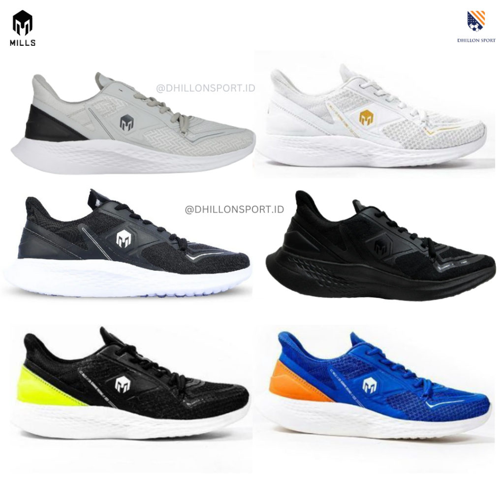 Sepatu Running Sneakers Mills Treximo Omega Black dan White/Gold