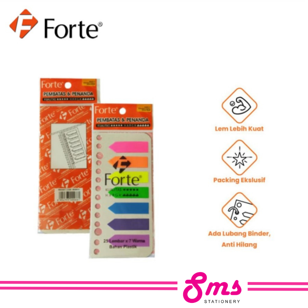

Forte Sticky Note Pembatas / Penanda 25 lembar x 7 warna - Plastik