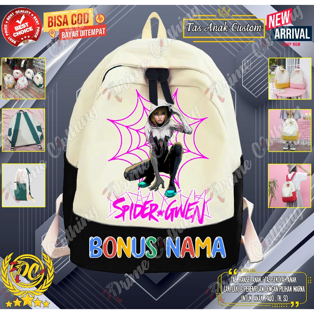 Tas Anak Tas Ransel Anak Tas Sekolah Anak Laki-Laki/Perempuan Custom [Gratis Tambahan Sablon Nama] S