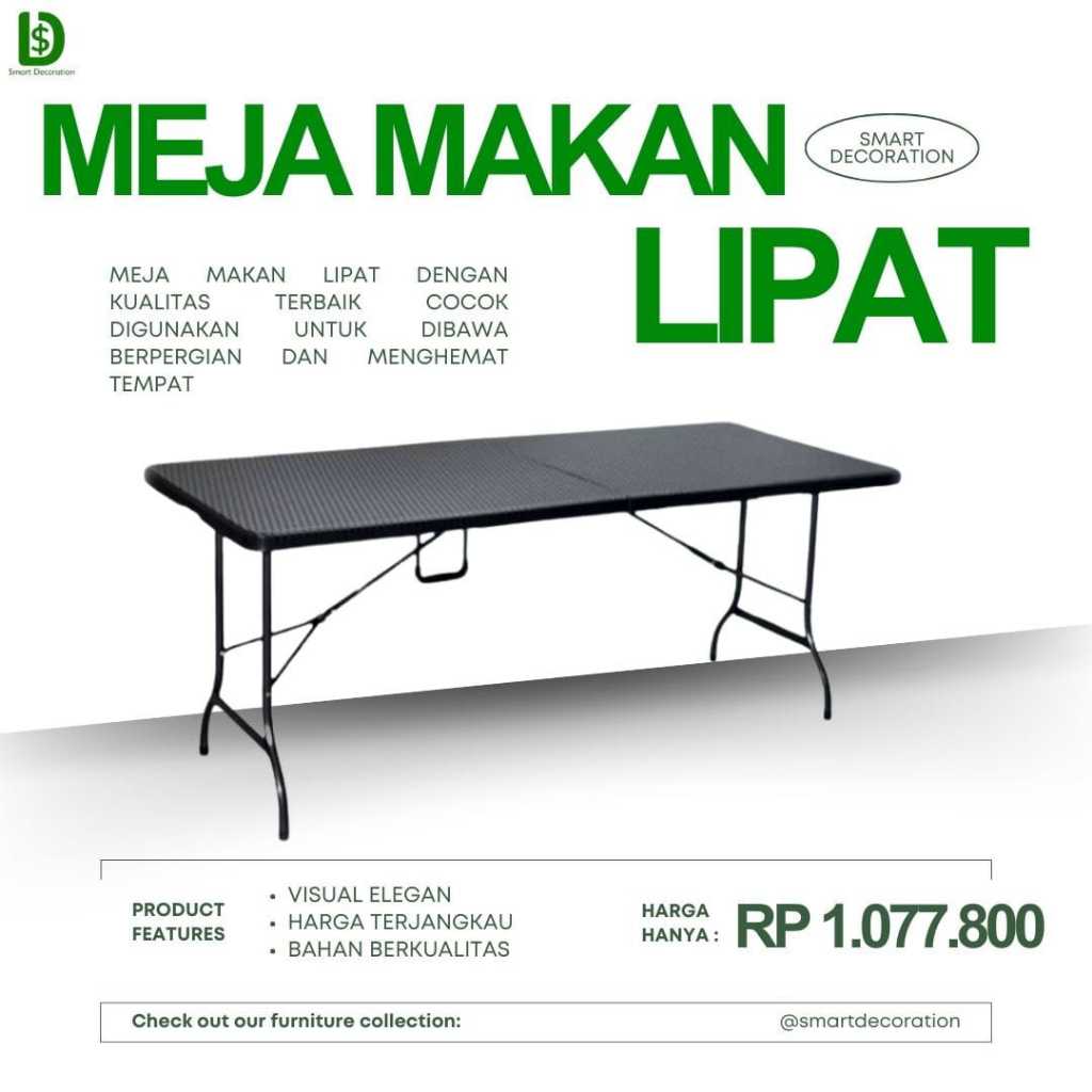 Meja Makan Lipat Koper Minimalis Model Korea Ukuran 180 x 75