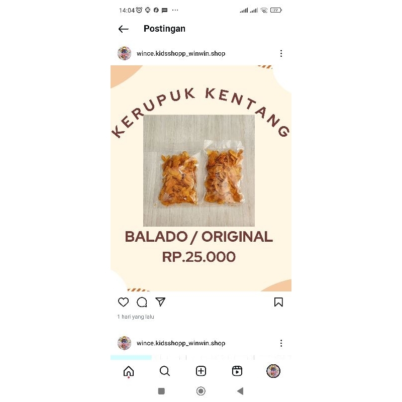 

Snack kentang/makanan ringan/kerupuk