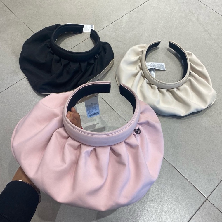 Grosir Favorit Shell Shaped topless sun visor hat pink cream black  topi pantai miniso  topi miniso 