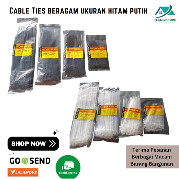 

Cable Ties beragam ukuran hitam putih