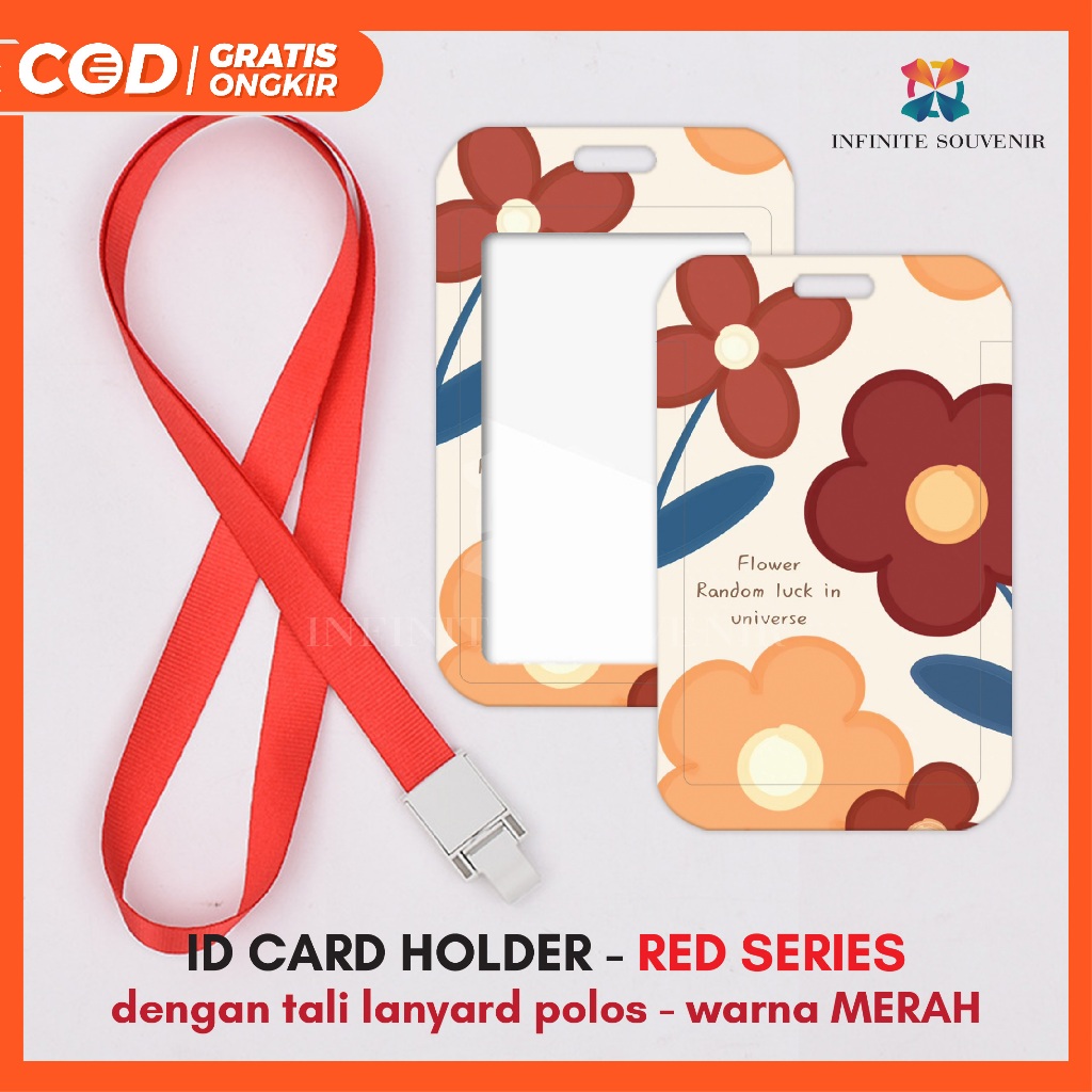 

(N008) NAME TAG KARAKTER RED SERIES / WARNA MERAH BUNGA / FLOWER DENGAN TALI GANTUNGAN JEPIT LEBAR 1.5CM / CARD HOLDER / NAME TAG ID CARD / ID CARD KARAKTER