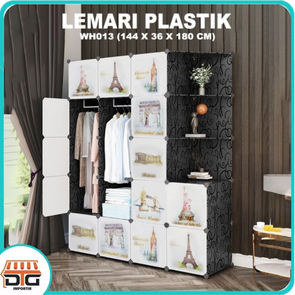 Lemari Pakaian 17 Pintu+ 2 Gantungan Baju Lemari plastik lemari rak serbaguna Lemari portabel