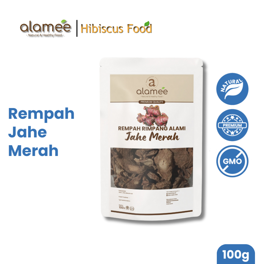 

ALAMEE Jahe Merah Kering Iris Dried Ginger Rempah Rimpang Organik Alami Bumbu Masakan Masak 100