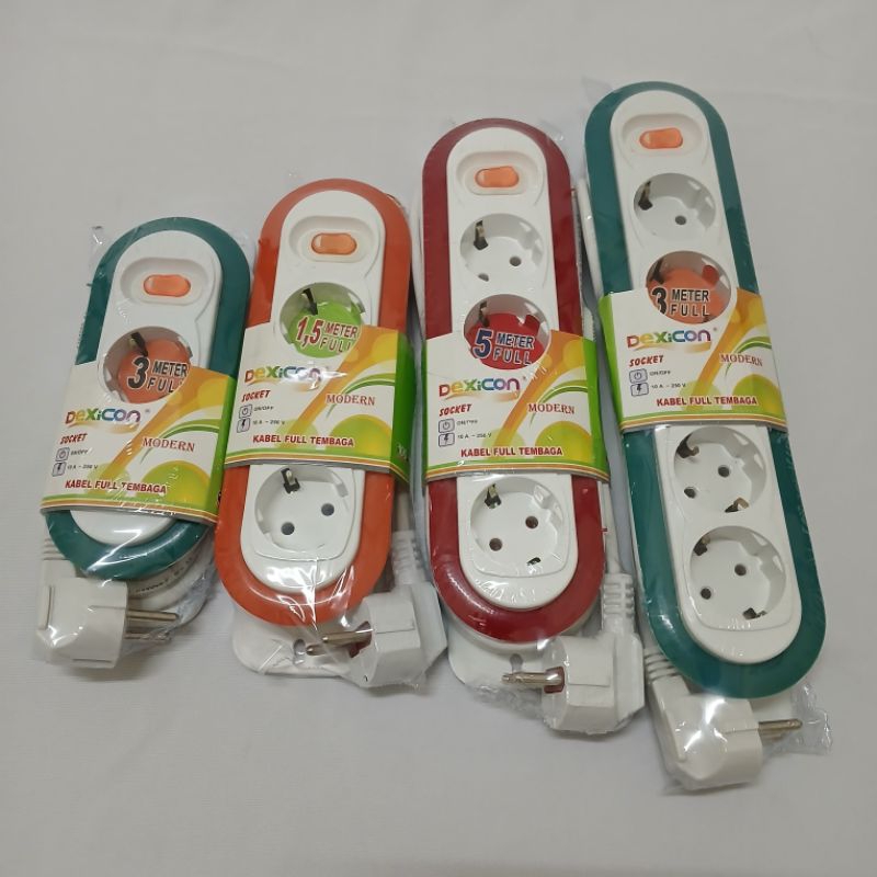 StopKontak Switch Dexicon Modern Lubang 2 Hingga Lubang 5 Dengan Kabel