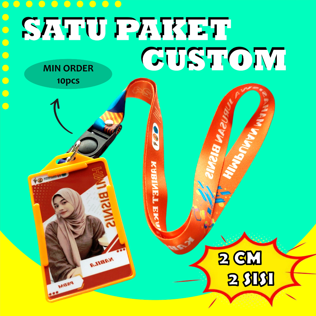 

CETAK SEPAKET IDCARD LANYARD 2CM 2SISI/GANTUNGAN IDCARD LANYARD/SATU PAKET LANYARD IDCARD CASE