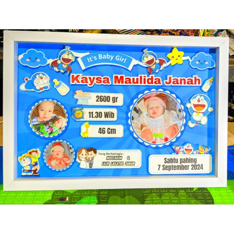 Biodata Bayi 3D / Nama anak / papan nama anak ukuran 40x60