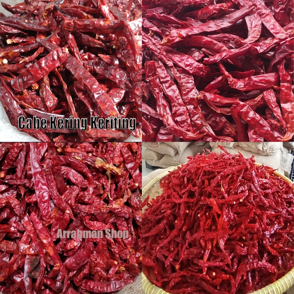 

Cabe Kering - Cabai kering cabe Merah Kering Keriting - Cabe keriting Merah repack 100 Gram Kering Dijamin Pedas Dan Fresh tidak pedas garansi balikin