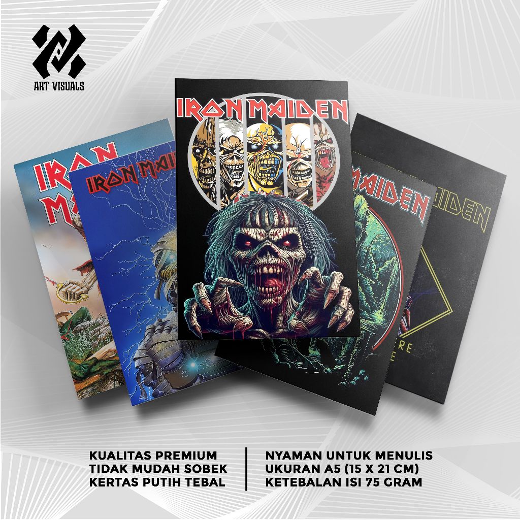 

Buku Tulis Custom Band Iron Maiden Terlengkap Termurah Model Bebas Pilih Foto / Buku Tulis Sekolah / Buku Catatan