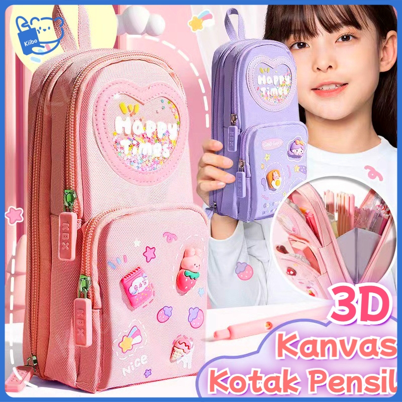 

【Gaya Baru】Tempat Pensil Kotak 3D Anak Perempuan Lucu Besar/ Kotak Pensil Kanvas 6 Ruang/Kotak Pensil Anak Sekolah/Tempat Pensil Kapasitas Besar Stroberi/ceri/es Krim
