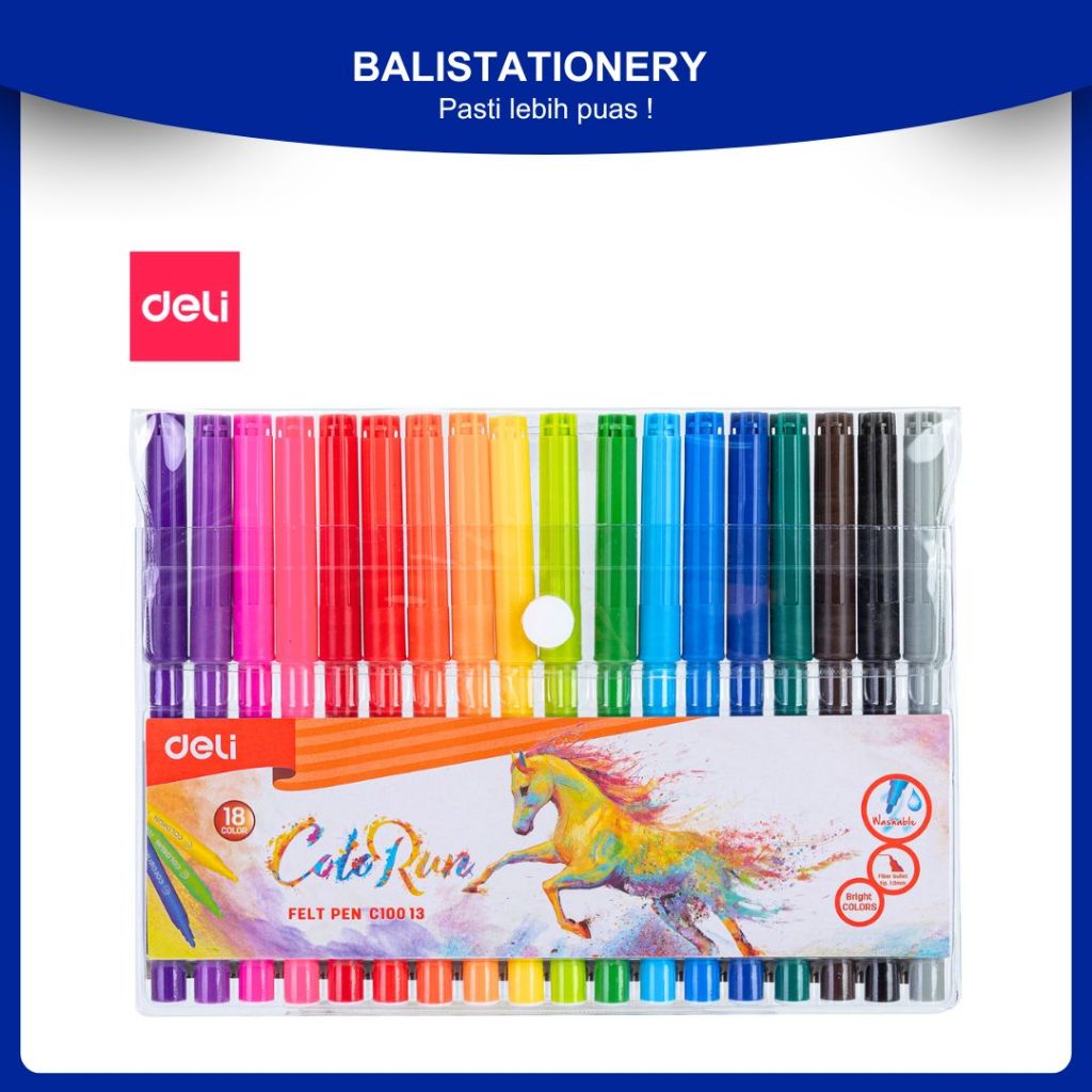 

Deli EC10013 School Felt Pen / Spidol Warna - Felt Pen Washable 1.0mm
