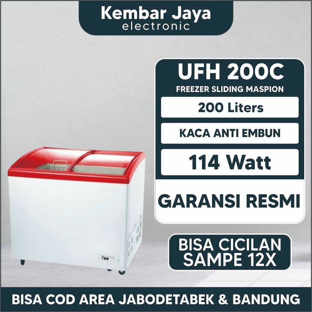 CHEST FREEZER SLIDING MASPION UFH 200C FREEZER ICE CREAM FROZEN FOOD