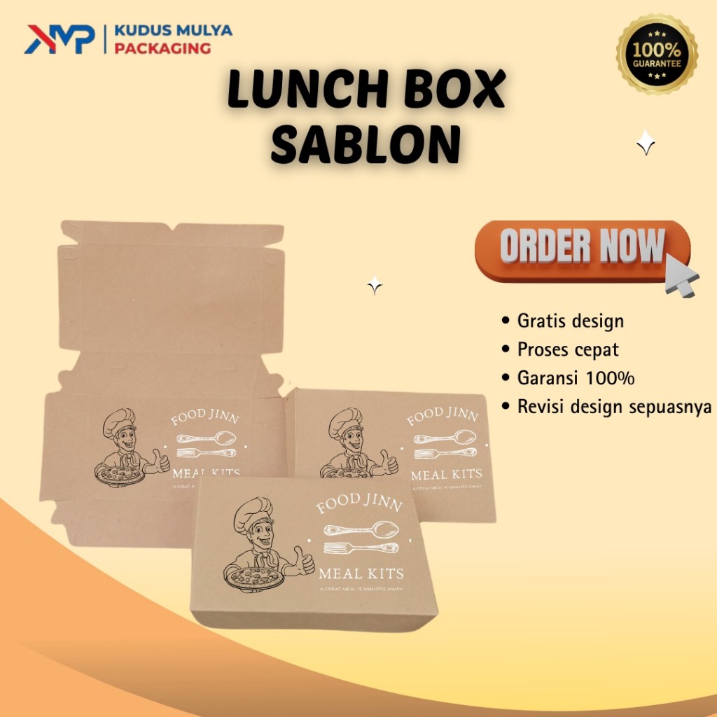 PAPER LUNCH BOX CUSTOM SABLON / KOTAK SNACK CUSTOM/ KOTAK MAKANAN / WADAH MAKANAN TAHAN PANAS