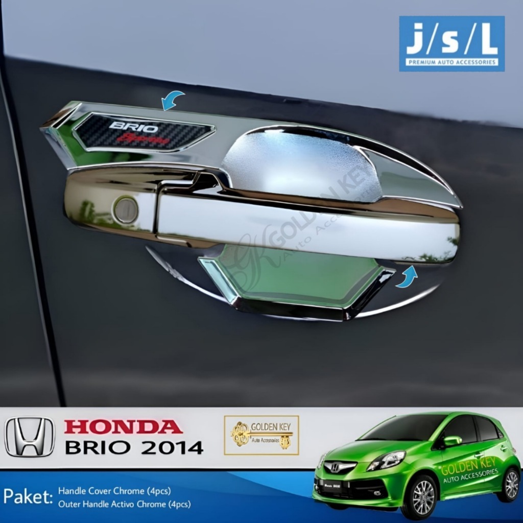 PAKET Brio 2014 Up to 2017 Cover Handle + Outer Handle Activo Chrome