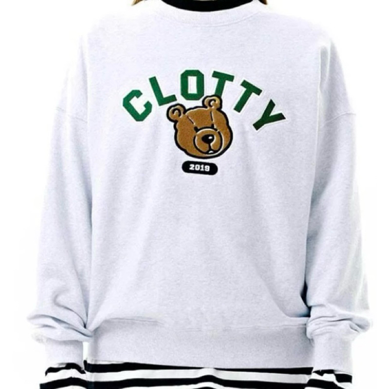 Clotty bear bordir grey cm crewneck sweater sweatshirt