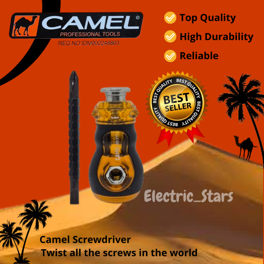Obeng Cebol Mini Camel Bolak Balik Plus Minus Magnet Pendek Multisize